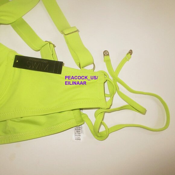 36DDD VICTORIA SECRET SWIM Lace-Up Back Strappy Bikini Top Lime Yellow Green NWT - Picture 8 of 8